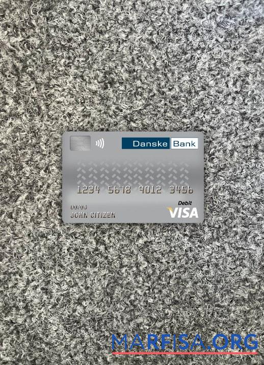 Blank Denmark Danskebank visa debit card photolook front example